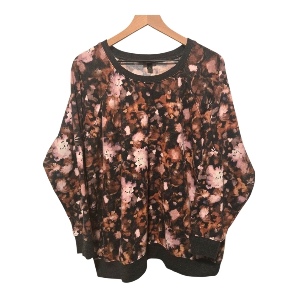 Torrid Floral Long Sleeve Crew Neck Pullover Sweater Size 3